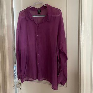 Eileen Fisher Woman, Purple Opaque Shirt, 2X